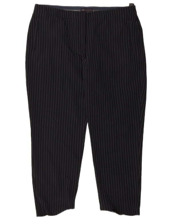 Calça Chino Feminina Marks & Spencer Reino Unido 20 2XL W38 L27 Azul Marinho Listrado