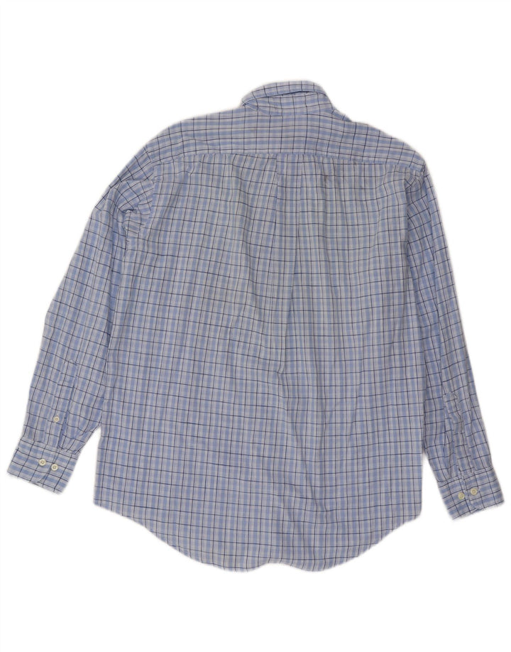 B. D. Camisa masculina Baggies de algodão xadrez azul médio