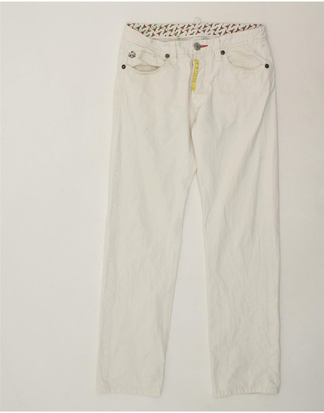 DSQUARED2 Womens Straight Casual Trousers IT 46 Large W32 L30 White Cotton Vintage Dsquared2 and Second-Hand Dsquared2 from Messina Hembry 