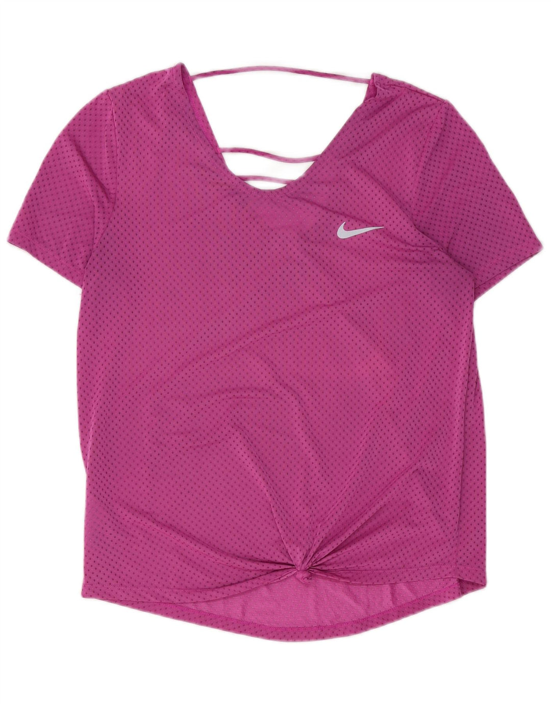 Camiseta feminina NIKE Dri Fit UK 14 poliéster manchado rosa médio