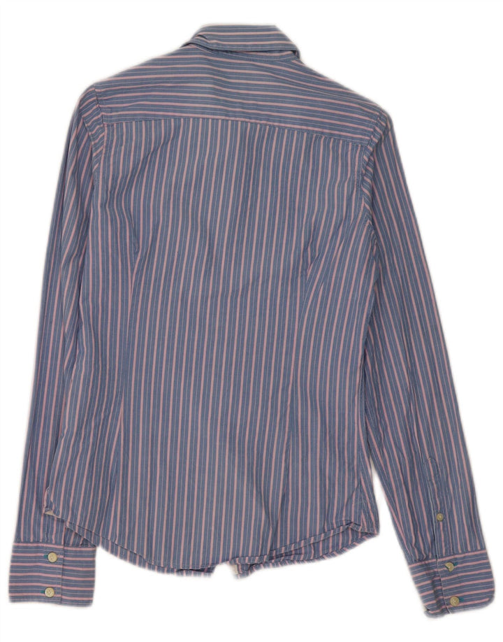 Camisa feminina Jack Wills Reino Unido 8 algodão listrado azul pequeno