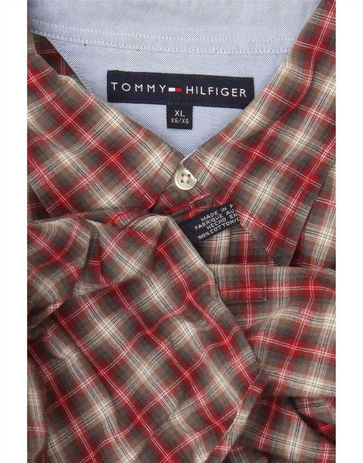 Camisa masculina Tommy Hilfiger XL vermelha xadrez algodão