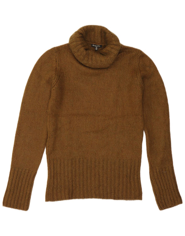 Suéter feminino Massimo Dutti com gola redonda Reino Unido 12 acrílico cáqui médio