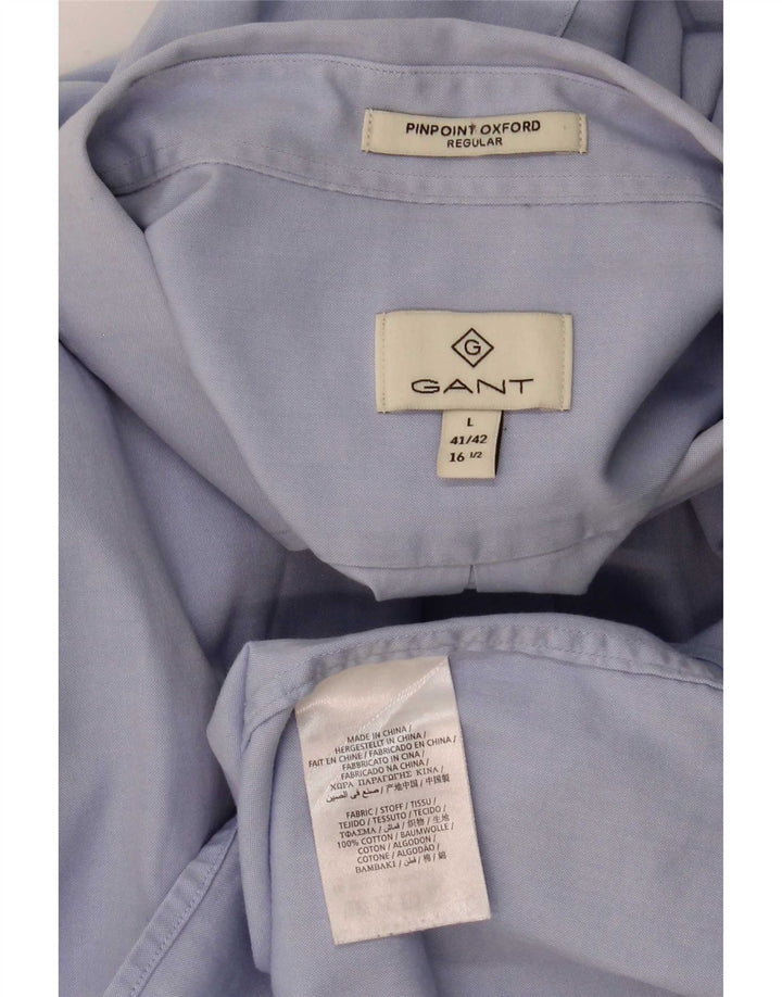 Camisa masculina Gant Regular Fit tamanho 41/42 16 1/2 grande algodão azul