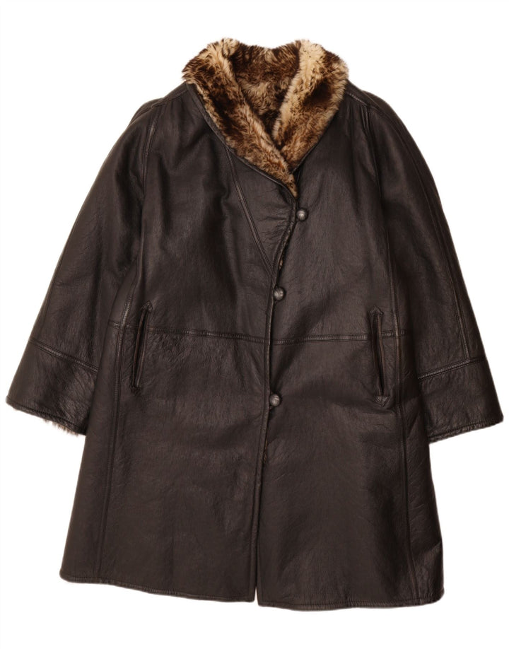 Sobretudo feminino VINTAGE de shearling IT 42 médio preto