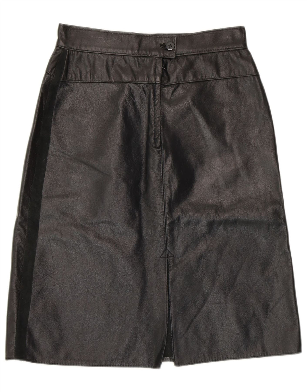 Saia feminina de couro VINTAGE W26 pequena preta
