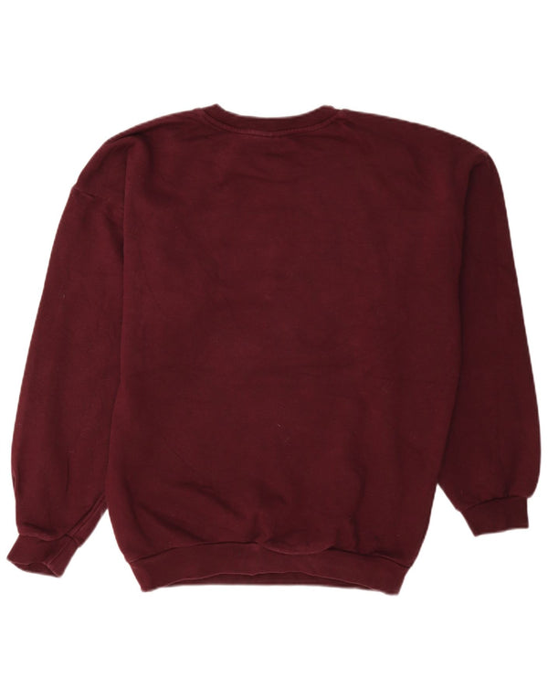 Adidas Womens Oversized Sweatshirt Jumper UK 4 XS Borgonha Algodão