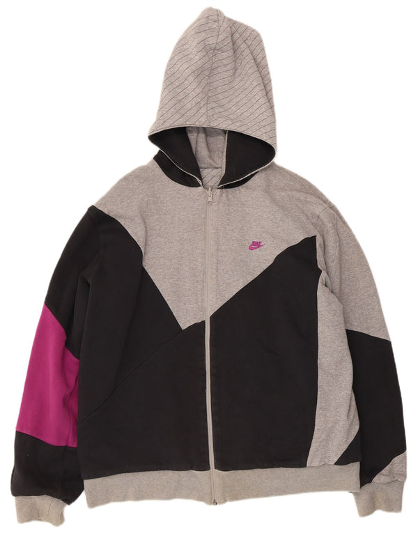 Suéter Nike masculino com capuz e zíper UK 42/44 grande bloco colorido multicolorido
