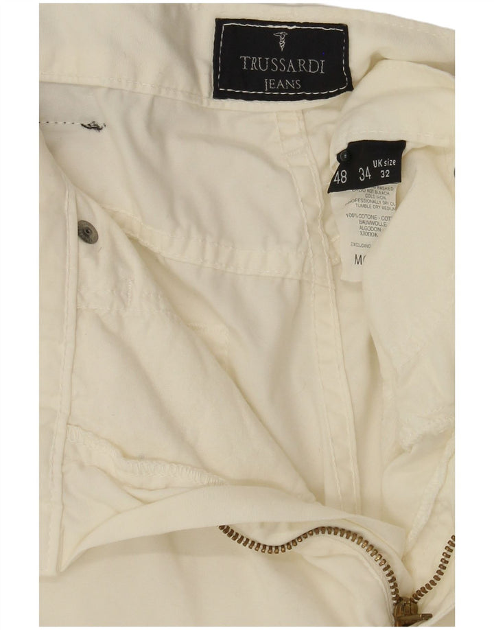 Calça feminina casual slim TRUSSARDI W32 L30 algodão branco