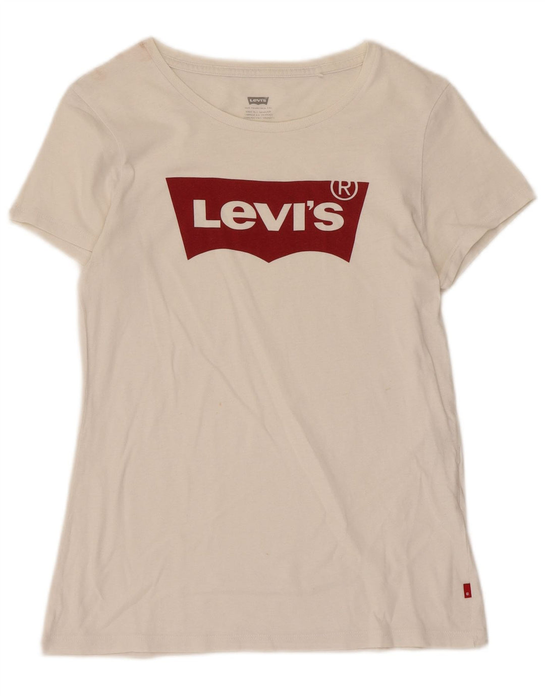 Camiseta feminina gráfica Levi's UK 10 pequena branca