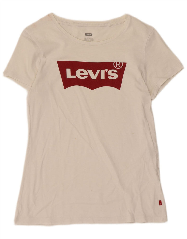 Camiseta feminina gráfica Levi's UK 10 pequena branca