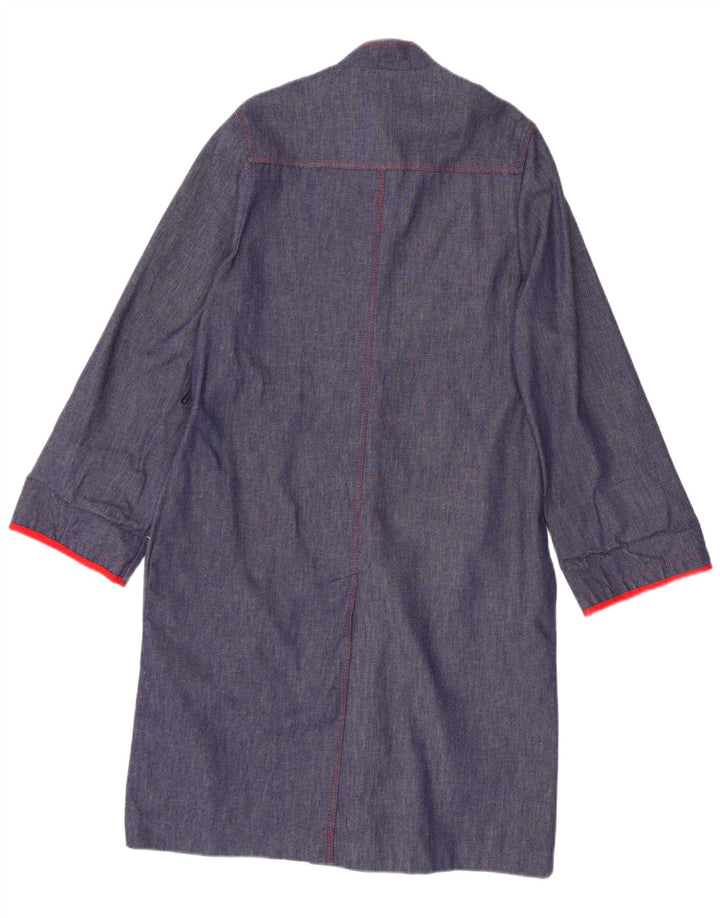 Sobretudo feminino vintage EU 36 pequeno algodão azul marinho