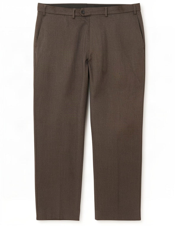 Calça masculina de terno reto Marks & Spencer W40 L29 lã virgem marrom