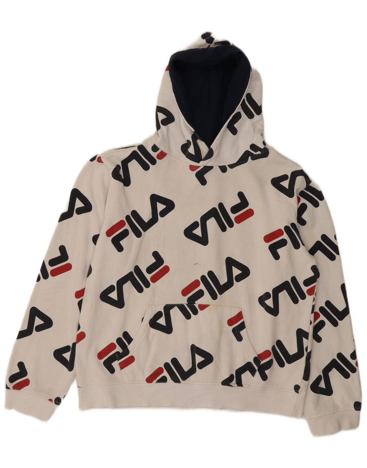 FILA Suéter gráfico feminino com capuz 15-16 anos 2XL algodão branco