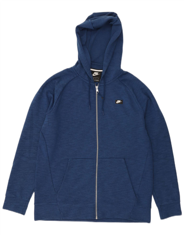 Suéter Nike masculino com capuz e zíper médio azul algodão