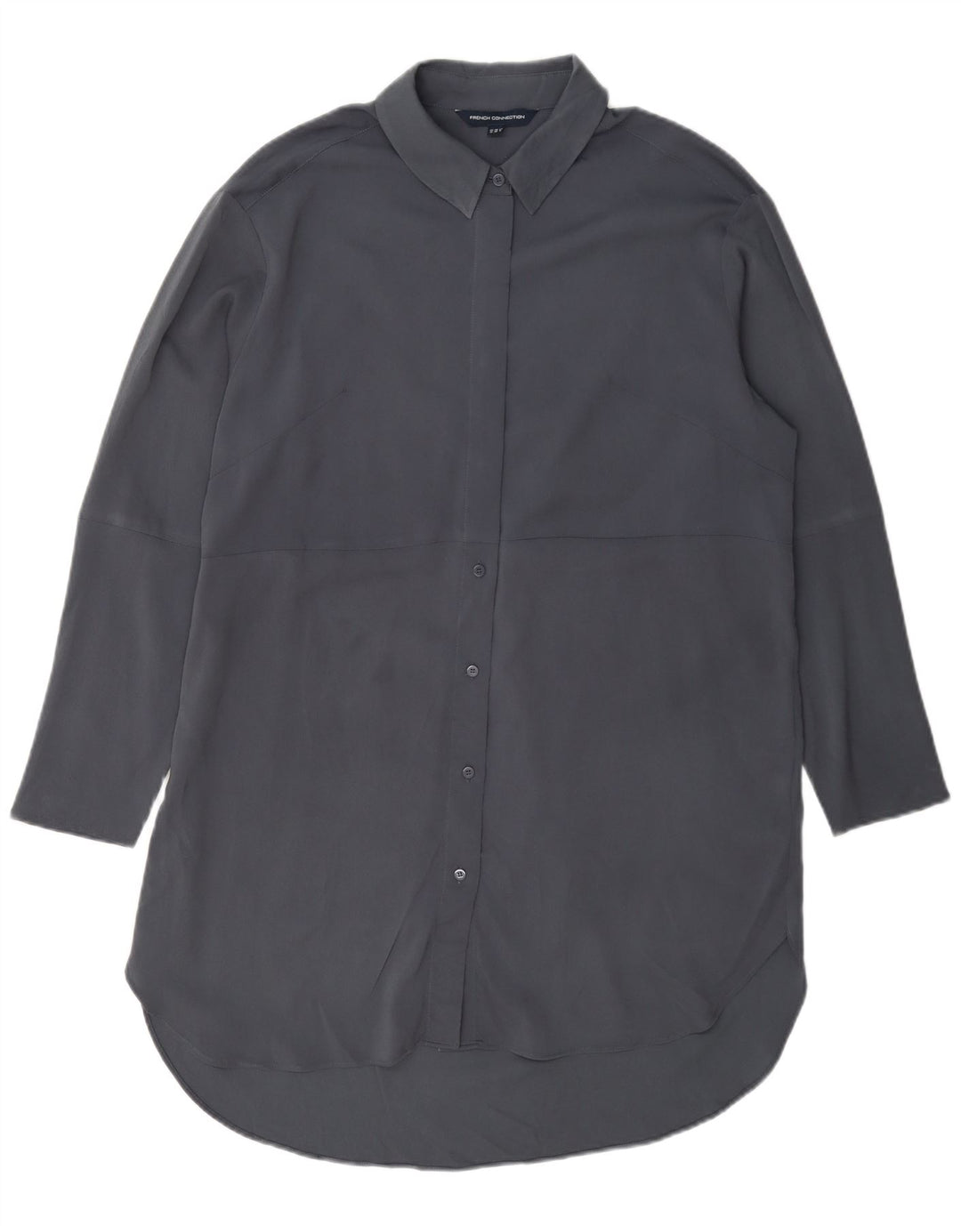 Vestido de camisa desproporcionado das mulheres francesas da conexão Reino Unido 10 poliéster cinza pequeno