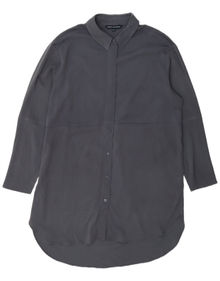 Vestido de camisa desproporcionado das mulheres francesas da conexão Reino Unido 10 poliéster cinza pequeno