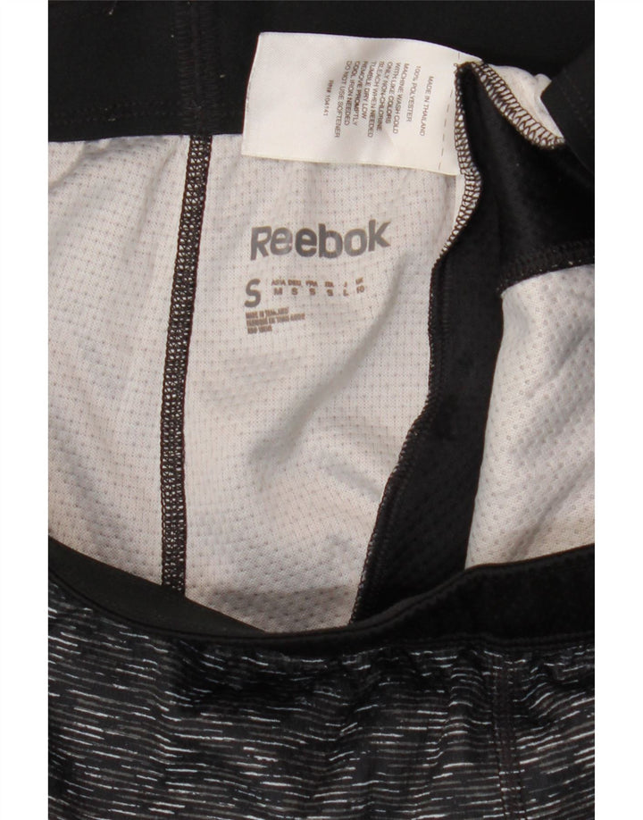 Shorts esportivos femininos REEBOK UK 10 poliéster manchado cinza pequeno