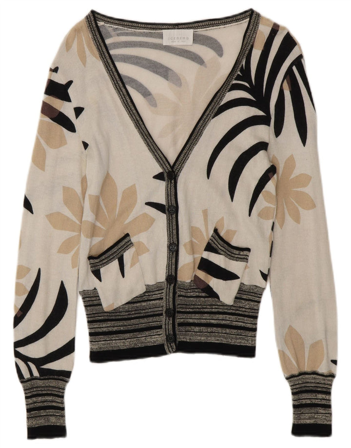 Suéter cardigã feminino ICEBERG UK 6 XS algodão floral branco