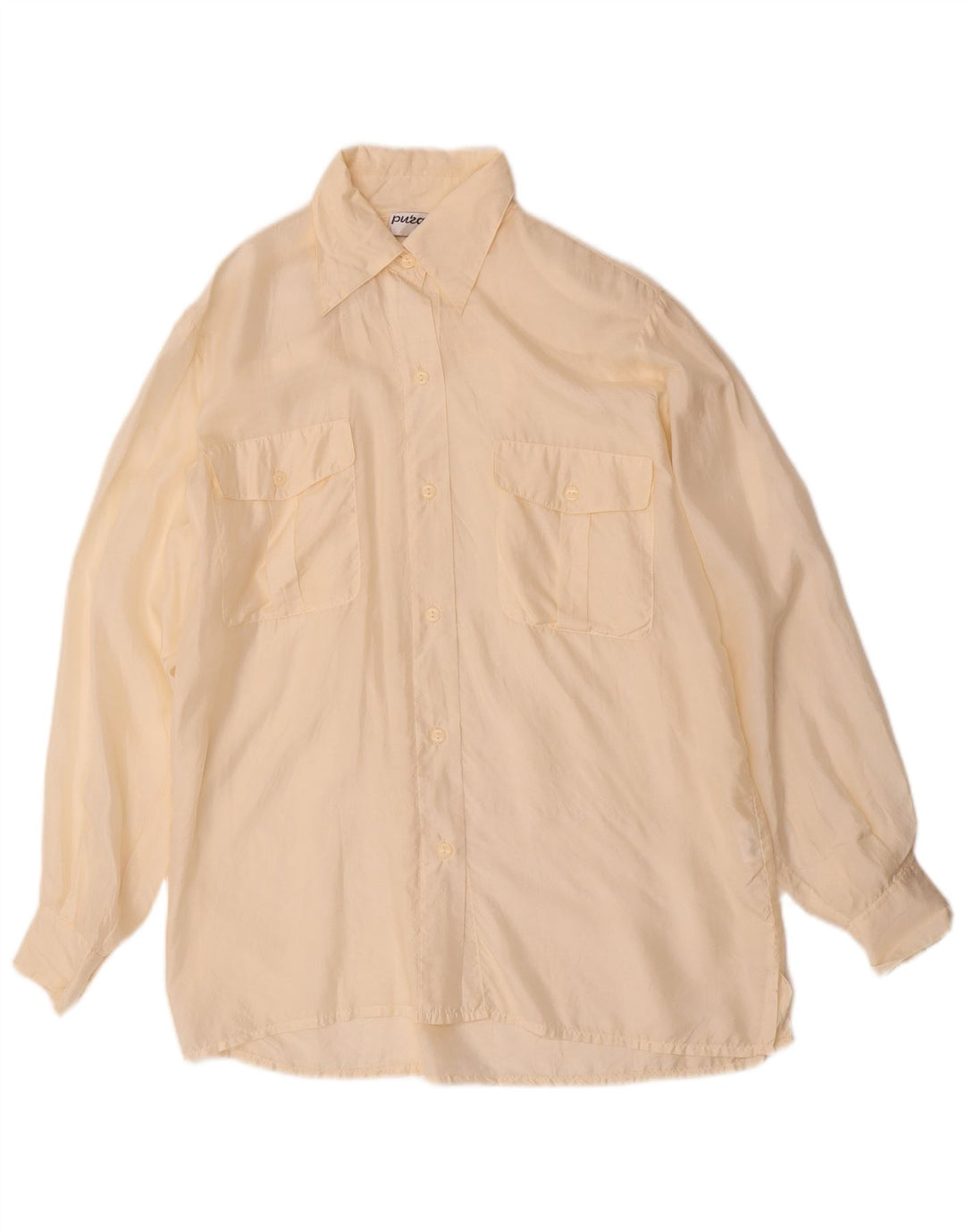 Blusa feminina vintage UK 12 seda bege média