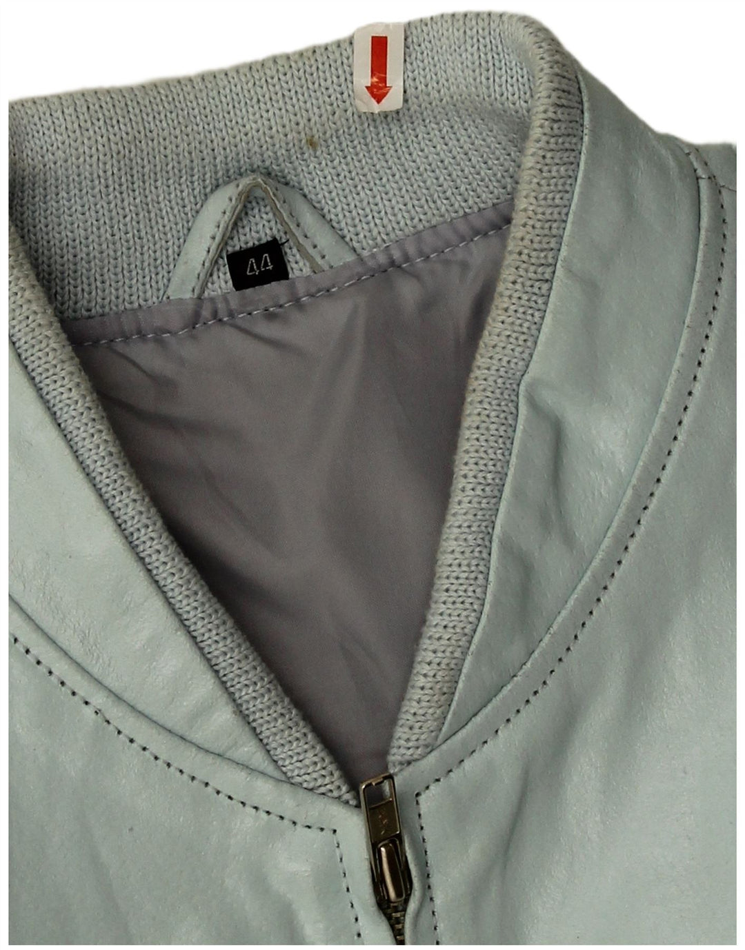 Jaqueta bomber feminina vintage de couro sintético IT 44 azul médio