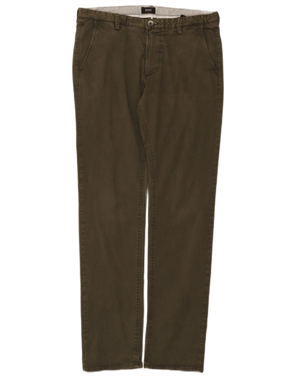Calça Chino Slim Masculina Hugo Boss IT 48 Médio W32 L32 Algodão Cáqui