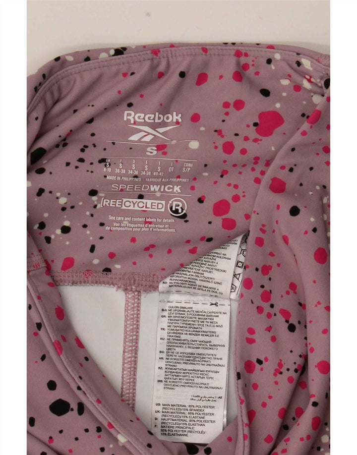 Reebok Womens Speedwick Leggings UK 8/10 Pequeno Poliéster Manchado Rosa