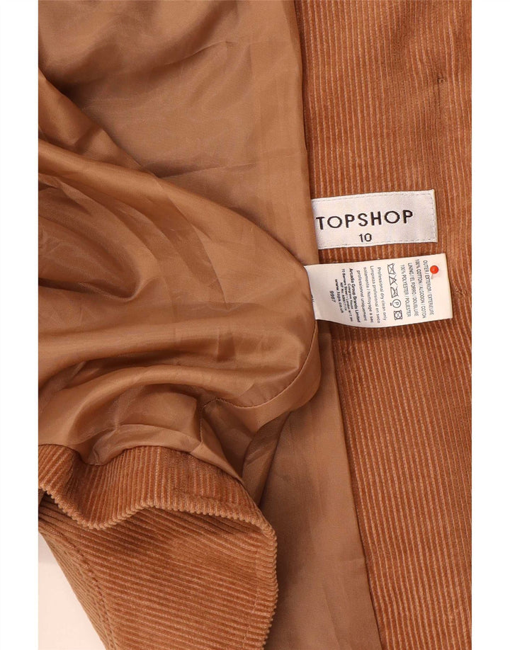 Jaqueta blazer feminina de veludo cotelê com 2 botões da Topshop Reino Unido 10 algodão marrom pequeno