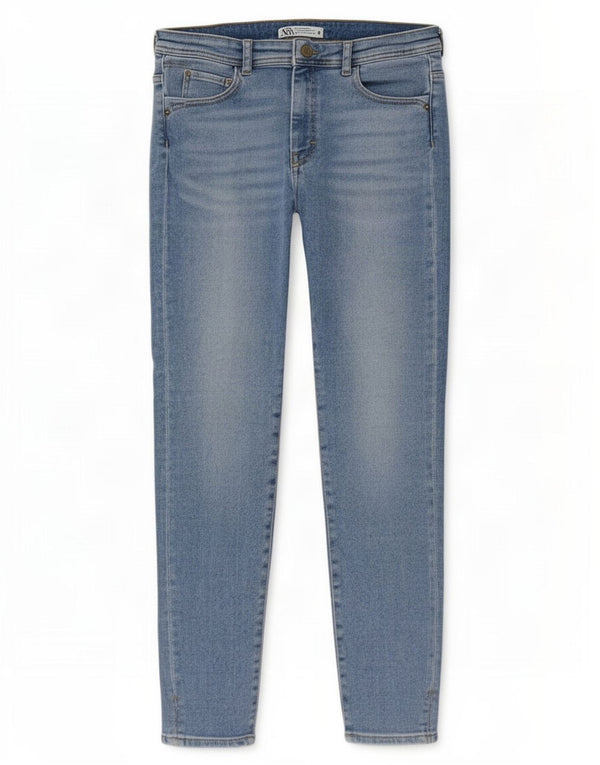 Zara Jeans Slim Feminino EU 42 Grande W32 L27 Algodão Azul