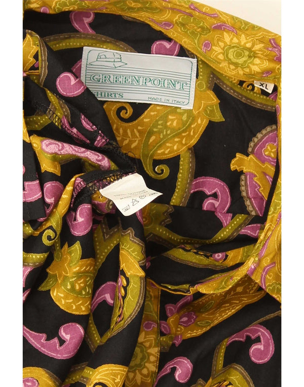 Camisa masculina vintage de manga curta XL algodão paisley preto