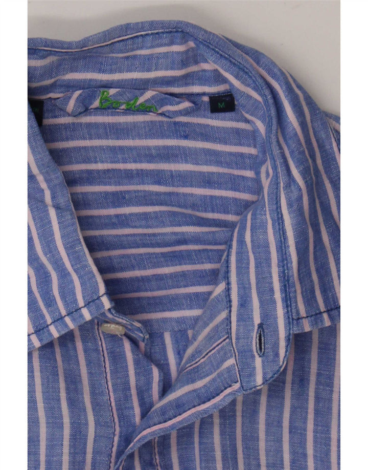 Camisa masculina Boden de linho listrado azul médio