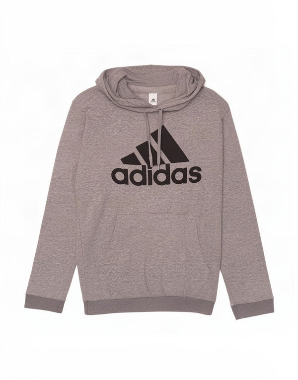 Adidas Mens Graphic Hoodie Jumper Médio Cinza Algodão Flecked