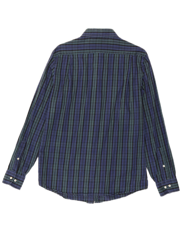 Camisa masculina Tommy Hilfiger Slim Fit tamanho 15 1/2 algodão xadrez azul médio