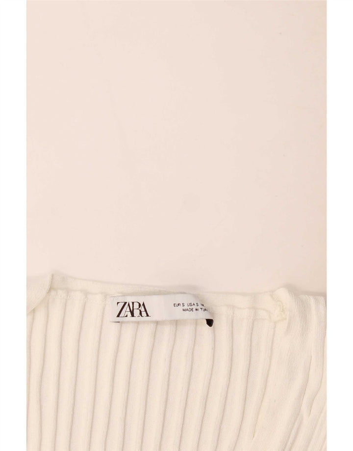 Zara Womens Vest Top UK 8 Pequeno Branco