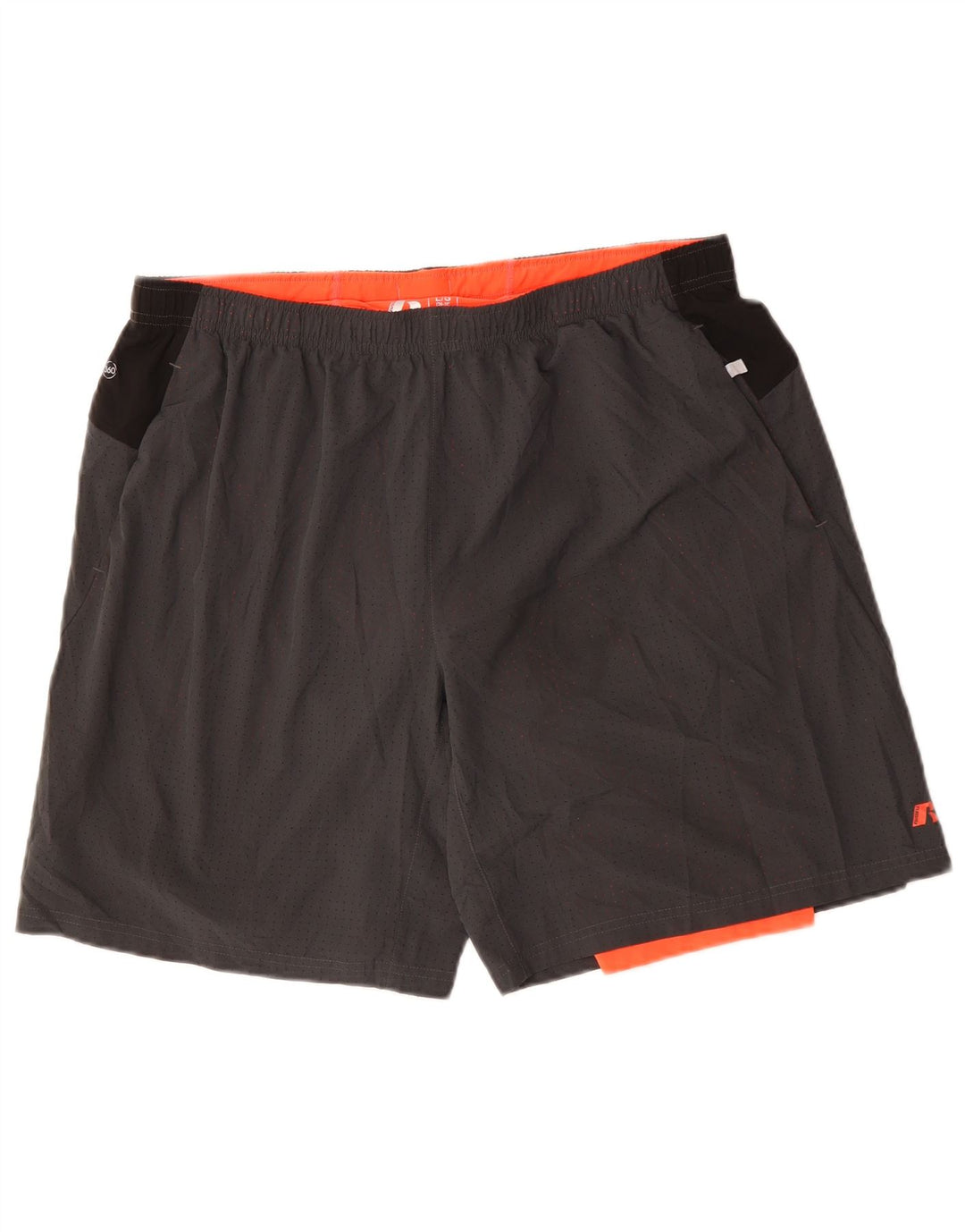 Shorts esportivos masculinos RUSSELL ATLÉTICO grande bloco colorido cinza
