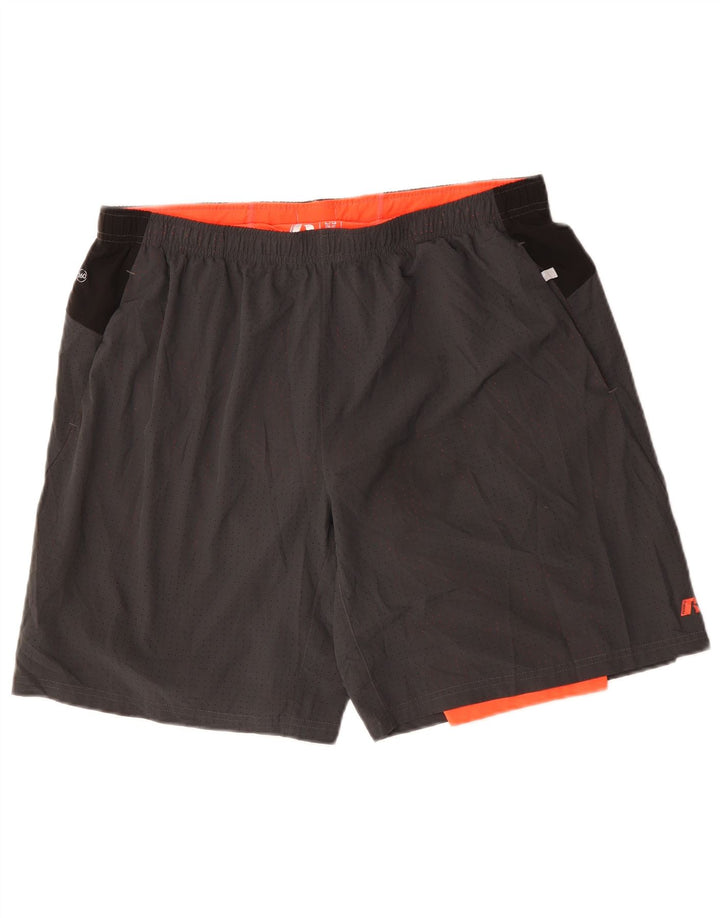 Shorts esportivos masculinos RUSSELL ATLÉTICO grande bloco colorido cinza
