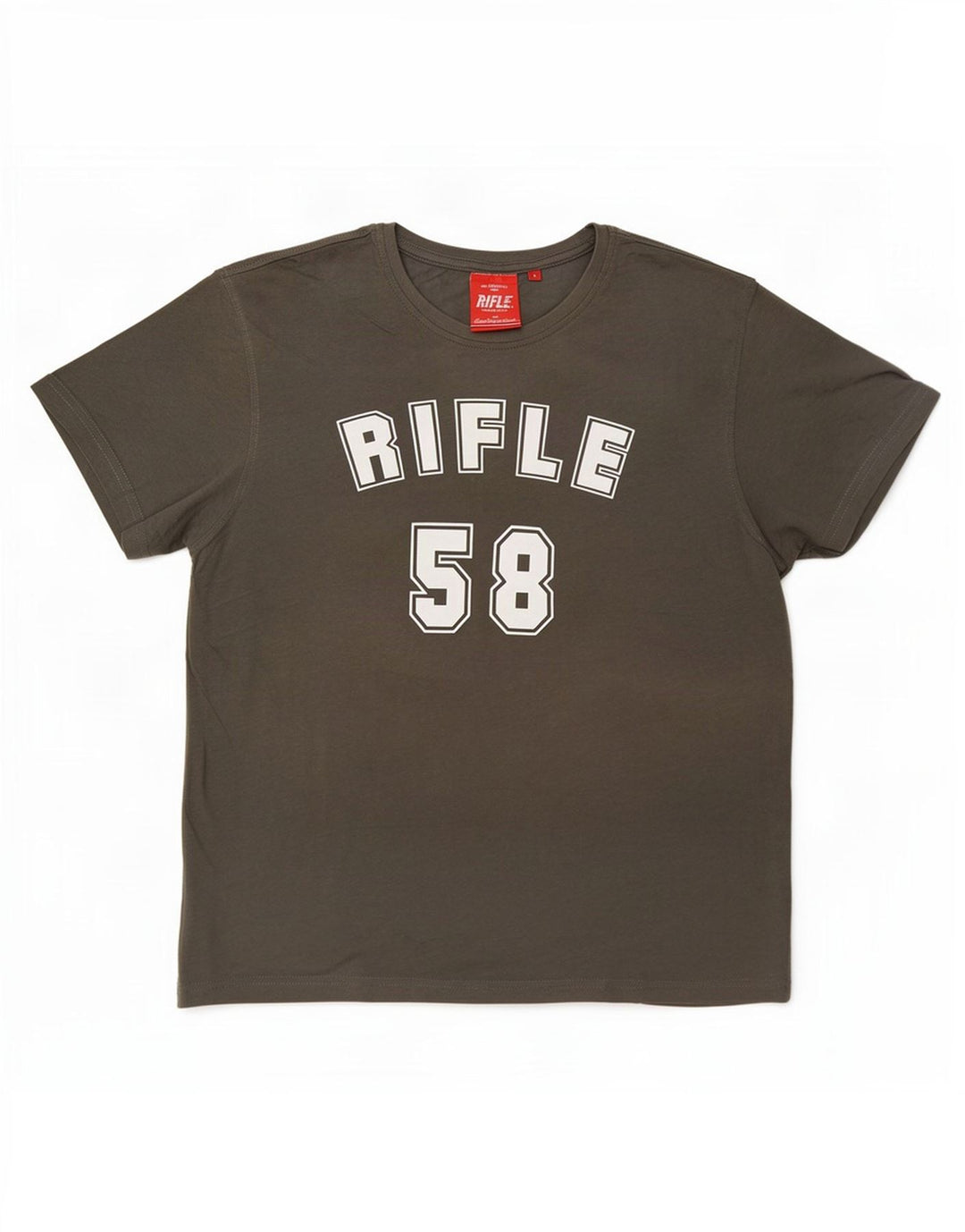 Camiseta masculina Rifle com estampa gráfica grande cinza