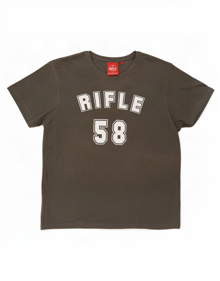 Camiseta masculina Rifle com estampa gráfica grande cinza