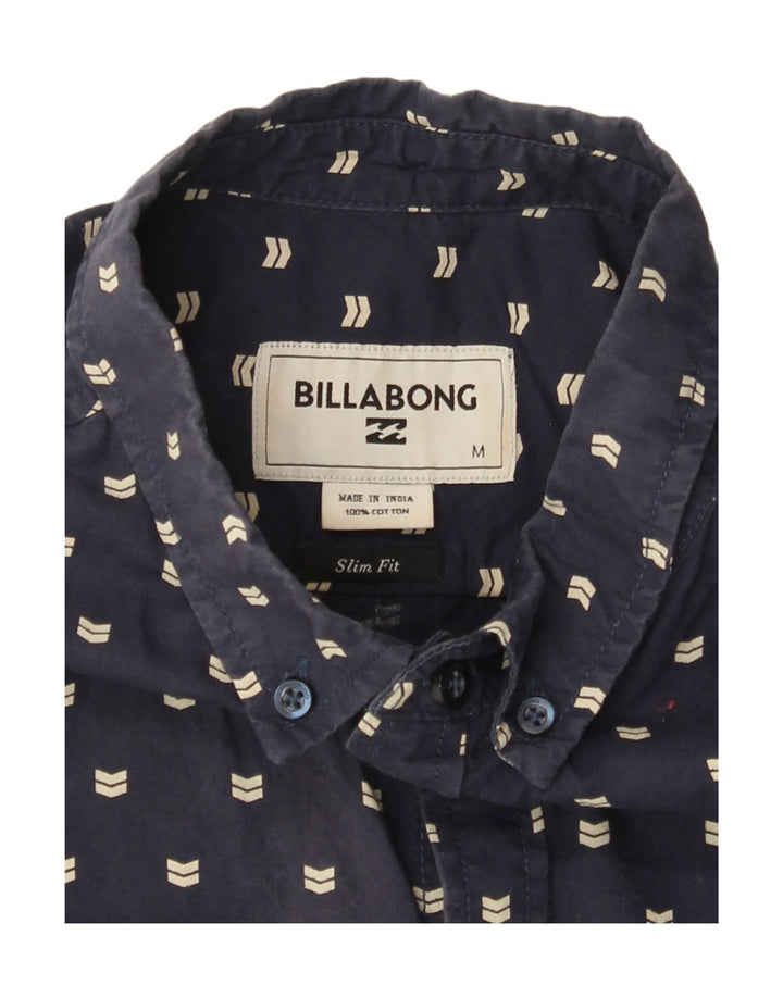 Camisa masculina BILLABONG de manga curta slim fit azul marinho médio manchado de algodão
