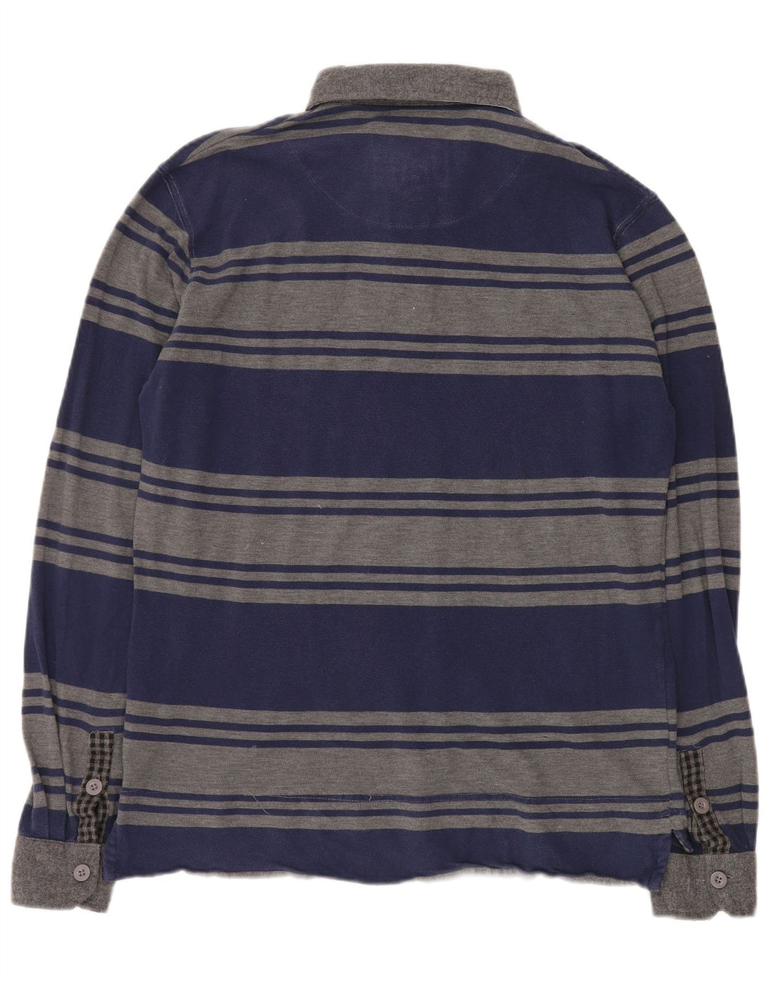 Camisa polo masculina de rugby de manga comprida da Best Company 2XL algodão listrado cinza