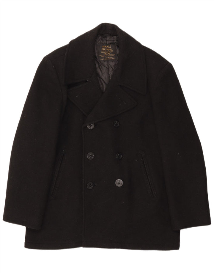 Casaco masculino vintage Pea Coat UK 38 lã preta média