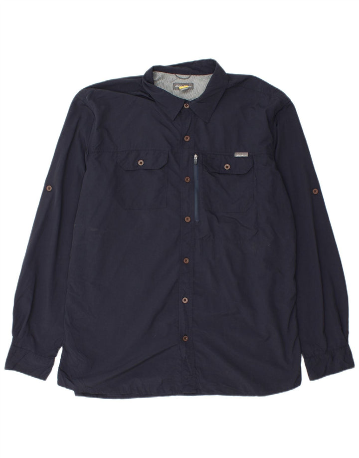 Camisa de viagem masculina Eddie Bauer grande nylon azul marinho