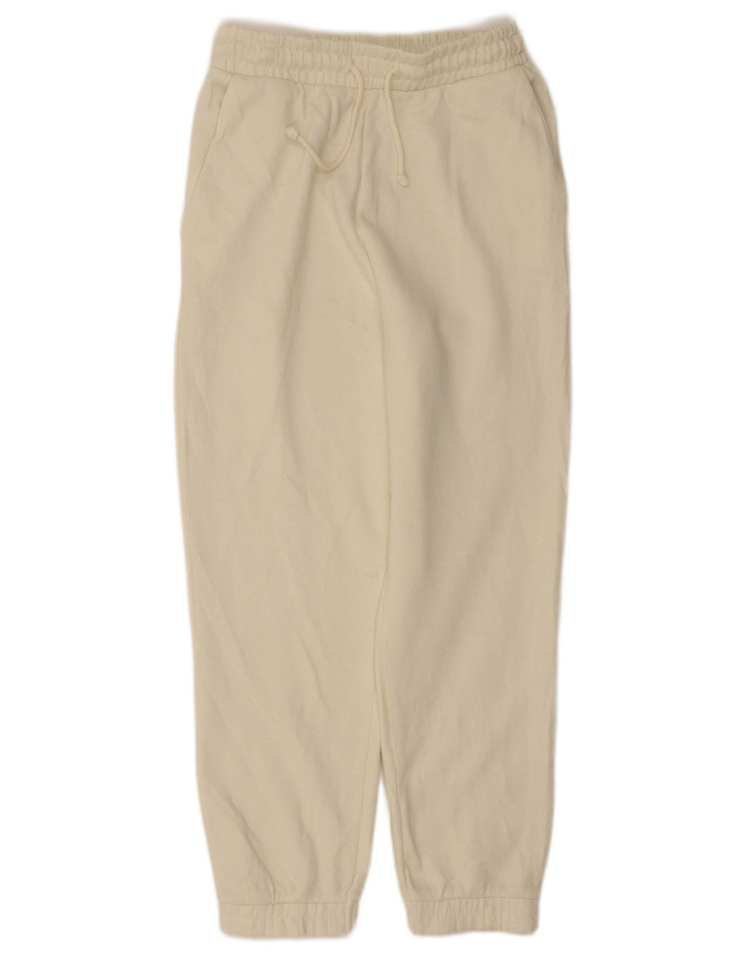 Calça de treino feminina Zara Joggers UK 12 poliéster branco médio