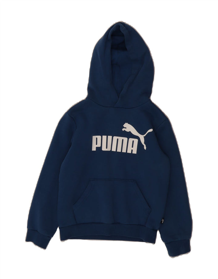 PUMA Boys Graphic Hoodie Jumper 9-10 Years Blue Cotton Vintage Puma and Second-Hand Puma from Messina Hembry 
