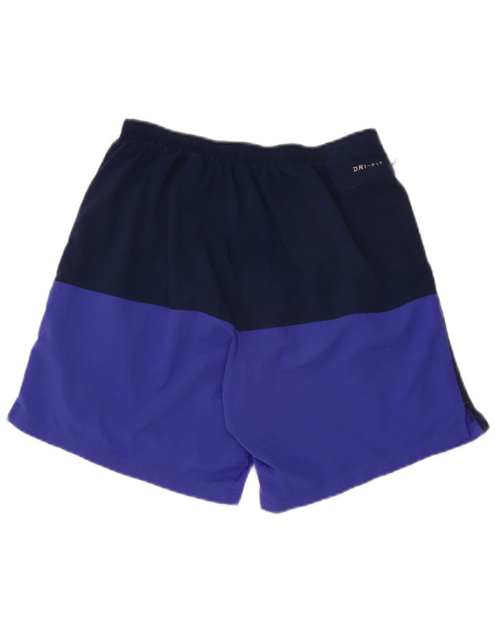 Shorts esportivos masculinos Nike médio azul marinho colorblock poliéster