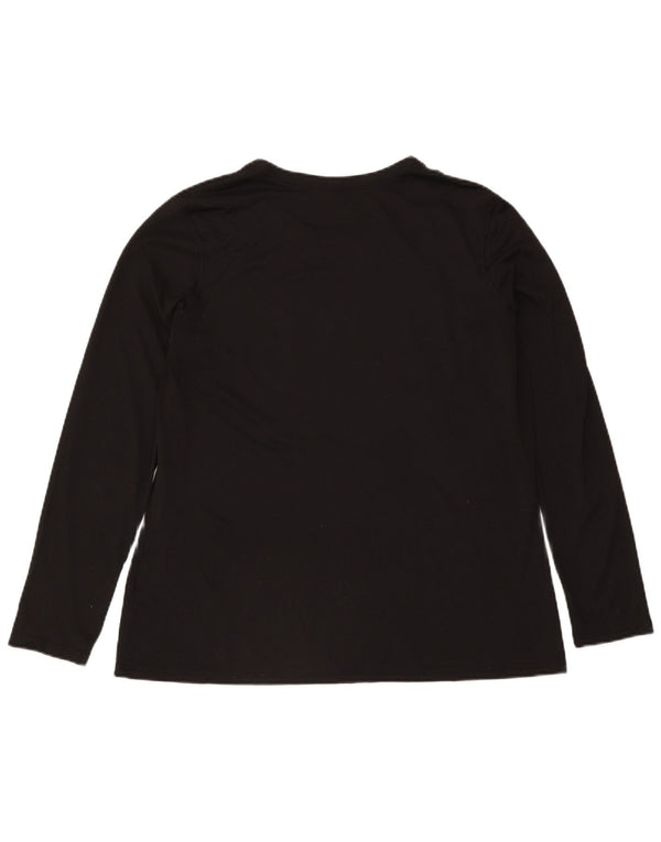 Top gráfico feminino Nike Dri Fit manga comprida UK 20 2XL preto poliéster