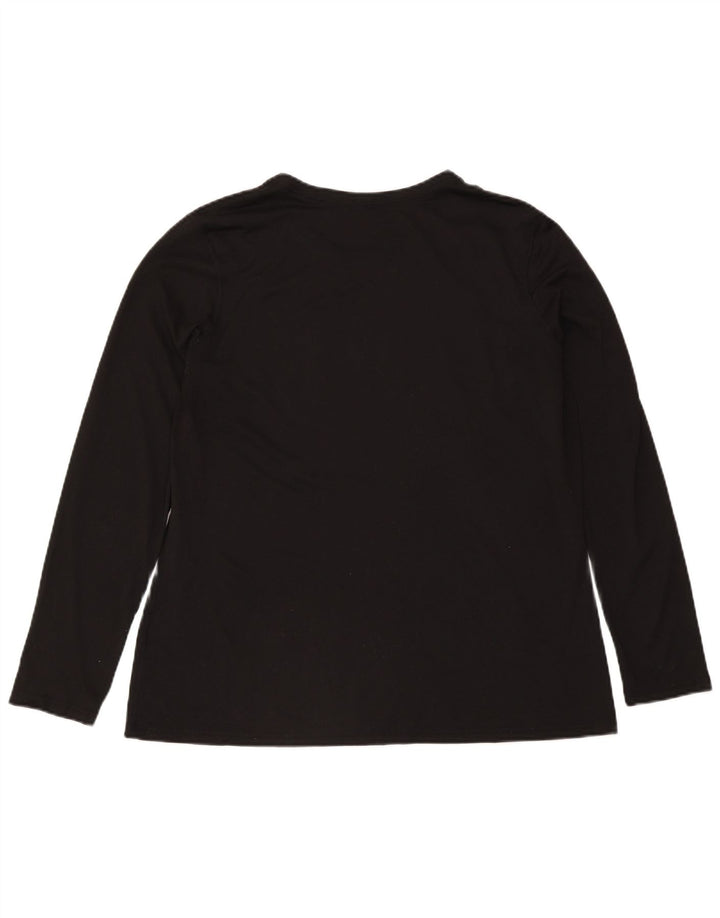 Top gráfico feminino Nike Dri Fit manga comprida UK 20 2XL preto poliéster