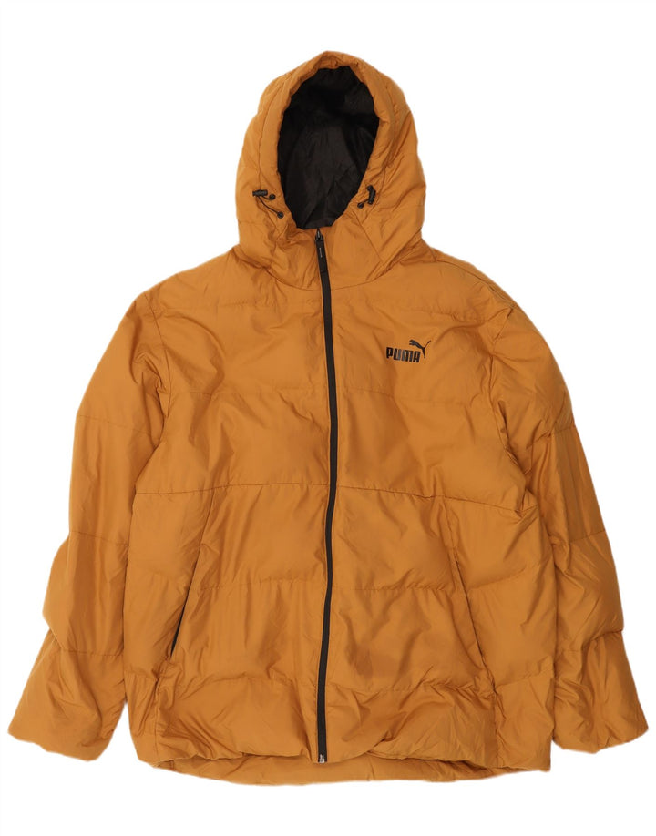 Jaqueta acolchoada com capuz masculina Puma UK 42 XL poliéster bege