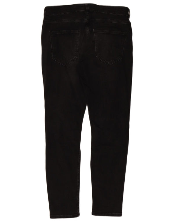 ZARA Jeans skinny masculino desgastado UE 42 grande W32 L28 preto