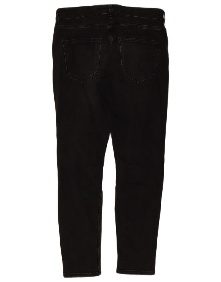 ZARA Jeans skinny masculino desgastado UE 42 grande W32 L28 preto